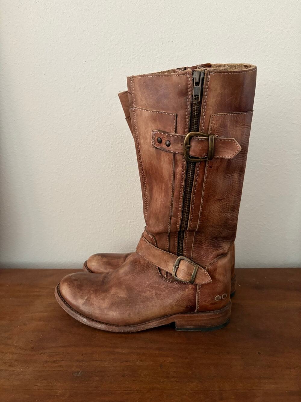 BedStu Gogo Lug Boots Size 9 Cobbler Series Tall Leather Distressed